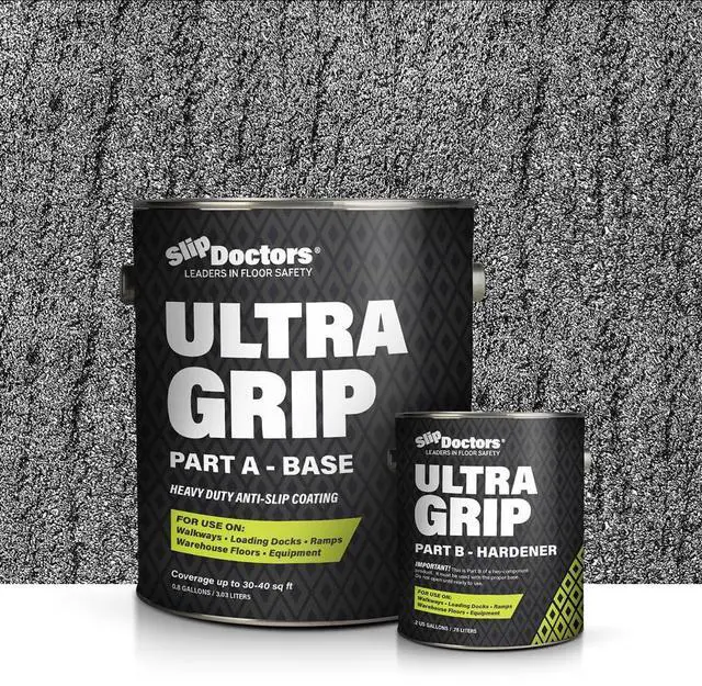 Main image of Ultra Grip Extra High Traction (Low Temp, Light Gray) Non-Skid Paint for Industrial Surfaces, Gallon, Two-Part Epoxy