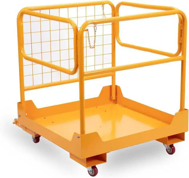 Main image of 36"x36" Steel Forklift Safety Cage with 4 Wheels, 1150LBS Capacity Heavy Duty Forklift Man Basket for Aerial Work Lifting Loader