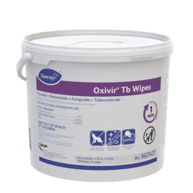 Alt view image 2 of 6 - Diversey 5627427 Tb Disinfectant XL Wipes, Accelerated Hydrogen Peroxide Based Cleaner Disinfectant, Ready-to-Use, Unscented, 160-Wipes, 1 Bucket (Pack of 4)