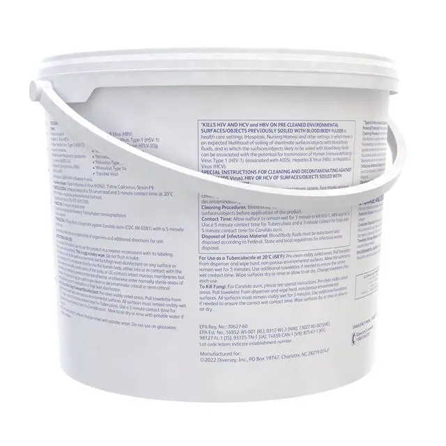 Alt view image 4 of 6 - Diversey 5627427 Tb Disinfectant XL Wipes, Accelerated Hydrogen Peroxide Based Cleaner Disinfectant, Ready-to-Use, Unscented, 160-Wipes, 1 Bucket (Pack of 4)
