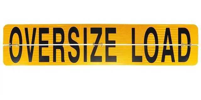 Main image of 12" x 60" Hinged Aluminum Oversize Load Sign for Trucks - Heavy Duty Reflective Diamond Grade Aluminum Wide Oversized Load Banner for Vehicle, Trailer - Safety Warning Signs