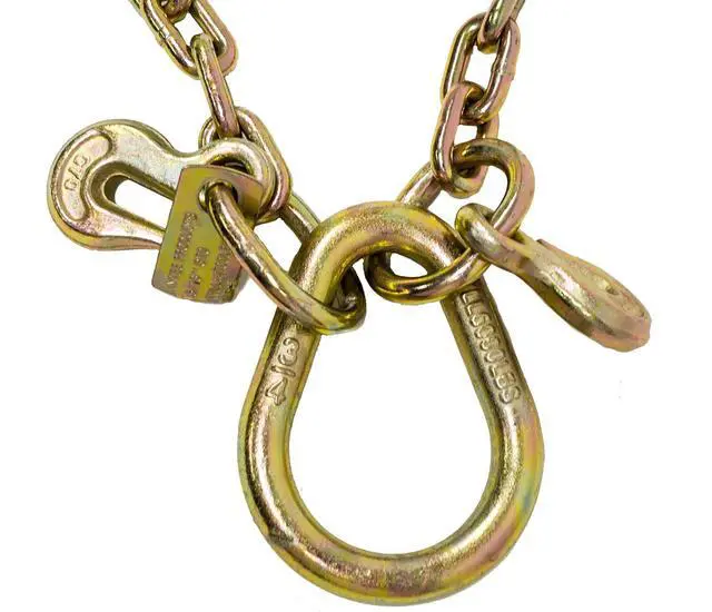 Alt view image 3 of 6 - G70 V Chain Bridle w/ 8" Medium J Hooks, T- Hook & J-Hook w/Grab Hooks 2' Legs Wrecker (2 Pack)