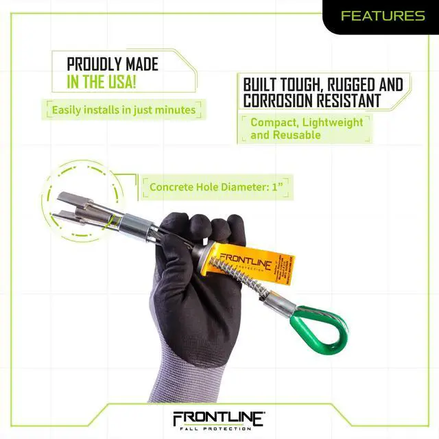 Alt view image 4 of 6 - Frontline COB110K Reusable 10K Concrete Anchor Bolt | Removable Trigger Anchor | ANSI, OSHA & EN Compliant | Built Tough, Rugged and Corrosion Resistant