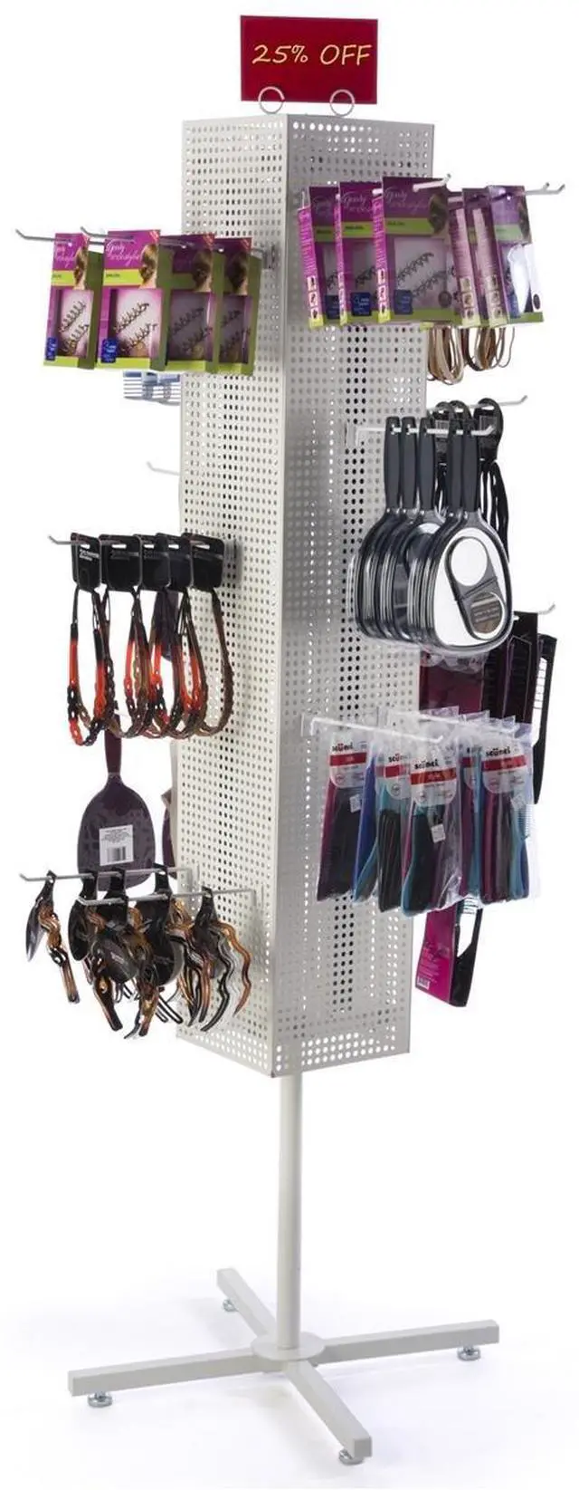 Alt view image 2 of 4 - Floor Pegboard Spinner Rack, Magnetic, 68" H (White Steel)