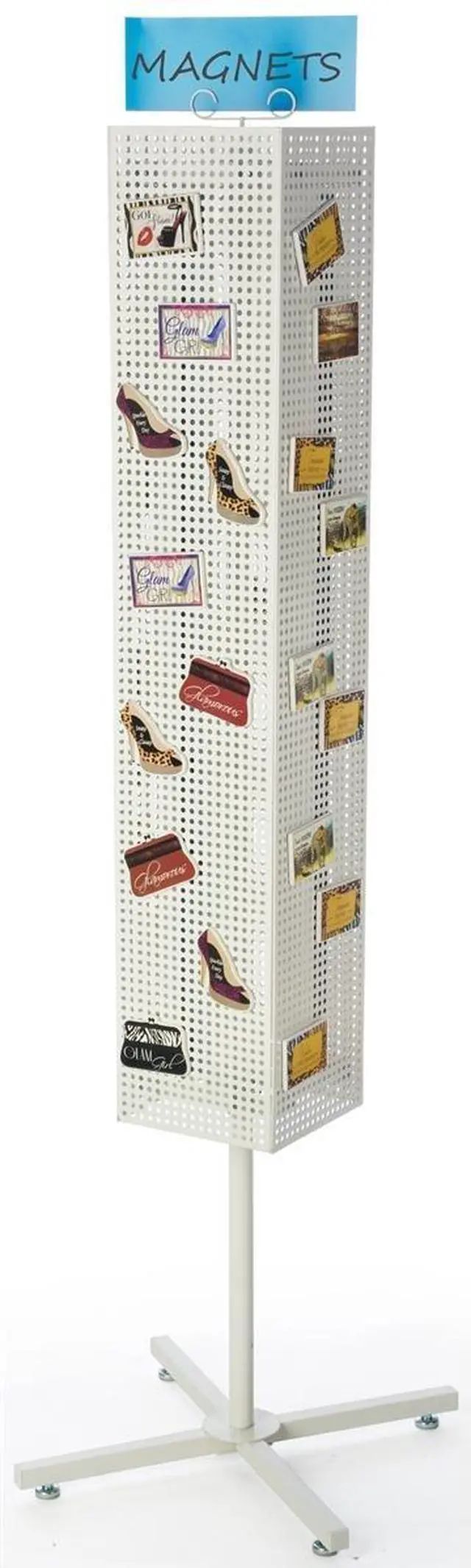 Alt view image 4 of 4 - Floor Pegboard Spinner Rack, Magnetic, 68" H (White Steel)