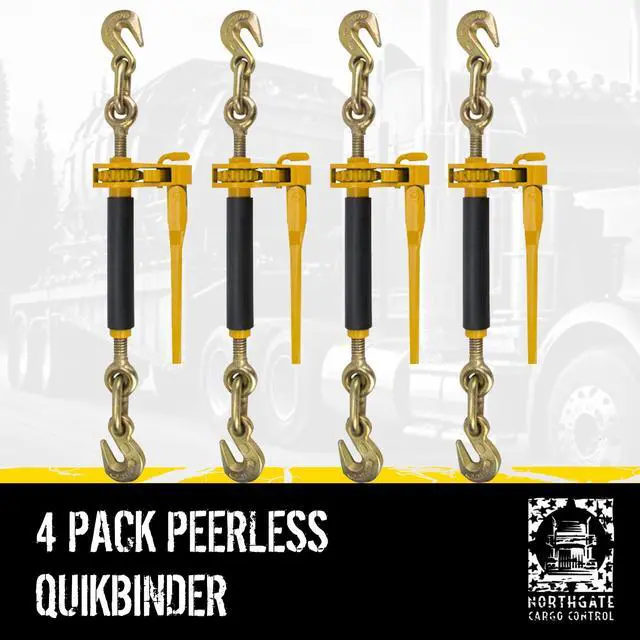 Alt view image 2 of 6 - Peerless QuikBinder Plus 5/16-3/8" Ratchet Load Binders - 7,100 lbs WLL, Heavy-Duty, S.A.E. & DOT Compliant 4-Pack ()