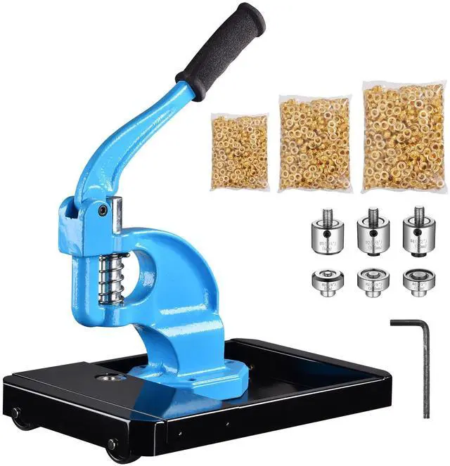 Main image of Grommet Tool Kit 1/2" 3/8" 1/4" 900 Set of Eyelets and Washers 3-die Hand Press Grommet Machine with Rolling Base for Fabric Tarps Banners Prints YES0389