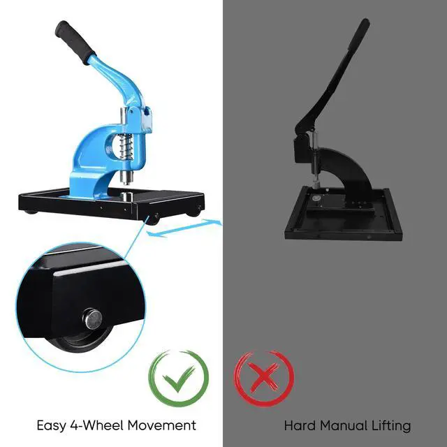 Alt view image 3 of 6 - Grommet Tool Kit 1/2" 3/8" 1/4" 900 Set of Eyelets and Washers 3-die Hand Press Grommet Machine with Rolling Base for Fabric Tarps Banners Prints YES0389