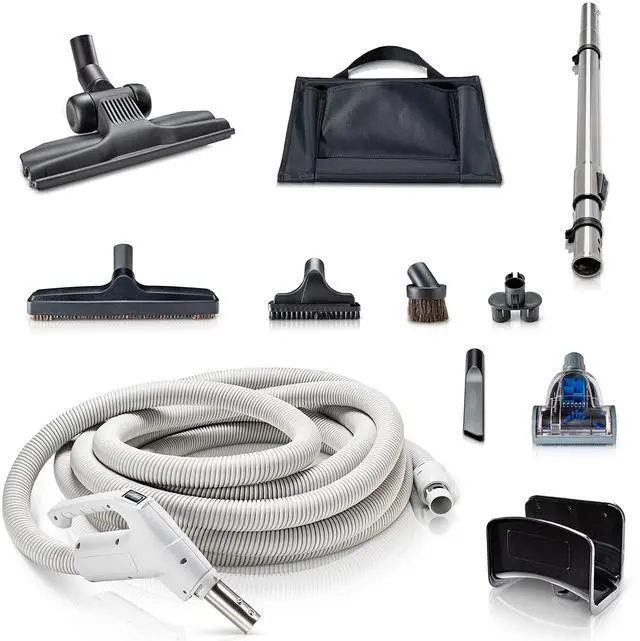 Main image of Prolux 30 ft Universal Central Vacuum Kit with Suction Driven Turbo Nozzles - Central Vacuum Hose for Versatile Cleaning on Surfaces - Convenient Central Vac Tools for Upholstery, Stairs & Hard Floors