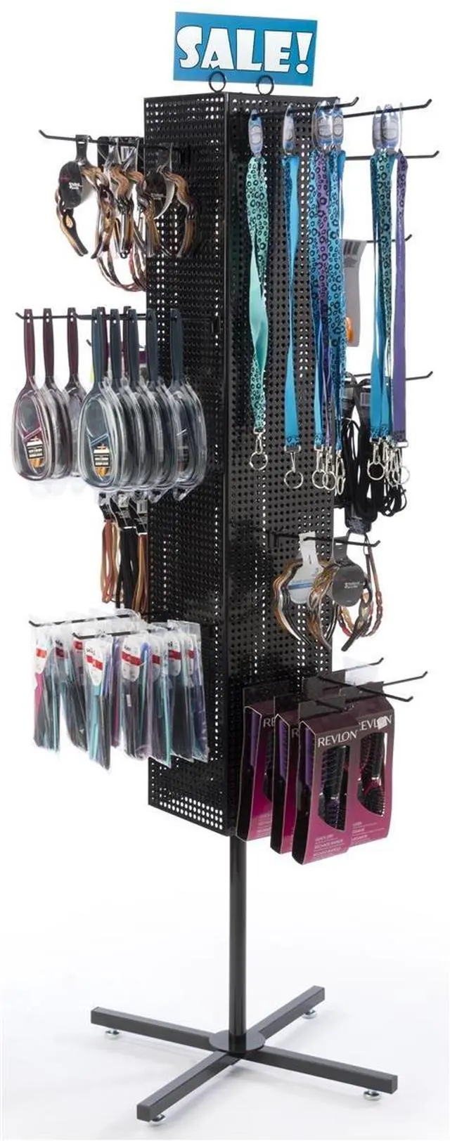 Alt view image 2 of 4 - Rotating Pegboard Spinner Rack, 68" Freestanding Floor Display for Magnets & Retail Merchandise, 4Sided Magnetic Pegboard, Black Steel (MD4PFSBK)