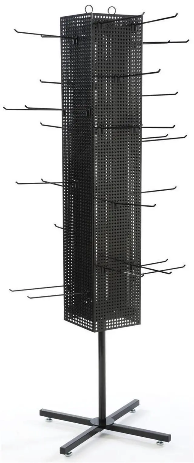 Alt view image 3 of 4 - Rotating Pegboard Spinner Rack, 68" Freestanding Floor Display for Magnets & Retail Merchandise, 4Sided Magnetic Pegboard, Black Steel (MD4PFSBK)