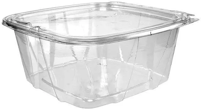Main image of CH64DEF 64 oz Tamper-Resistant Clear Hinged Container with Flat Lid (Case of 200)