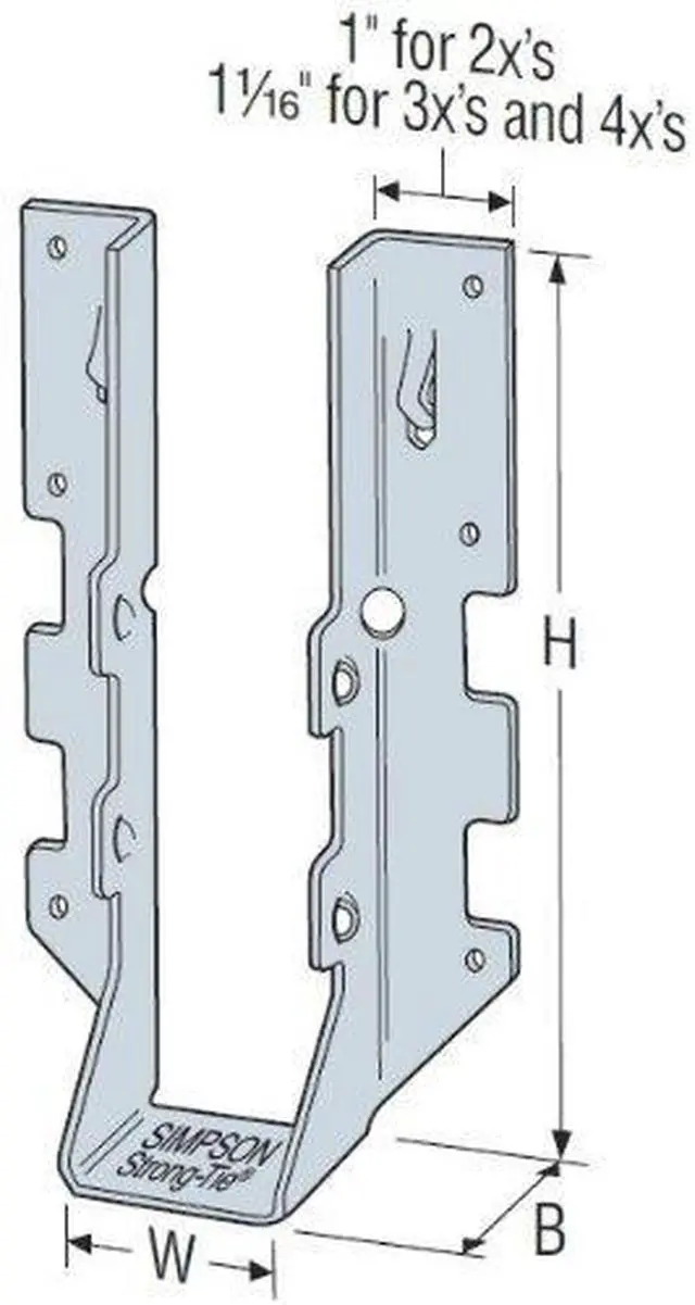 Alt view image 2 of 5 - 100 Pack Simpson Strong Tie LUS210Z 2x10 Light Double Shear Joist Hanger Z-Max Finish