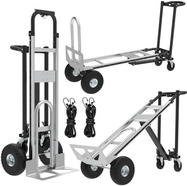 Main image of 3in1 Convertible Hand Truck Dolly Cart, 880 lb Aluminum Hand Trucks Heavy Duty Furniture Appliance Dolly W/10 Wheels,Utility Cart for Transport & Moving Office, Home & Warehouse Use (Silver Black)