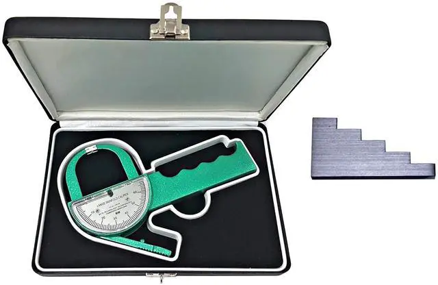 Main image of Skinfold Caliper with 5-Step Calibration Block, Compact Hard Case, and Instruction Manual with Charts to Measure and Calculate Body Fat Percentage, 1.0 mm Accuracy, Professional Quality