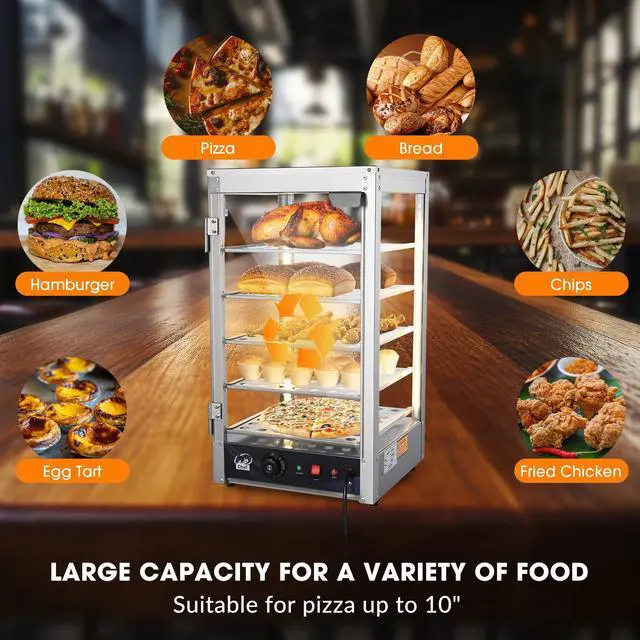 Alt view image 6 of 6 - 5-Tier 15" Commercial Food Warmer 600W Countertop Catering Pizza Display Case for Food Truck Food Tent Fast Food Restaurant