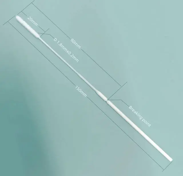 Alt view image 3 of 6 - Sterile Nasopharyngeal Swabs - 50 Packs of 100 (5000) Flocked Nasal Swabs for Sampling, 80 mm Break Point, Nylon Flocking Tip White