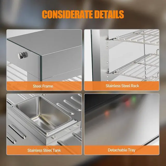 Alt view image 5 of 6 - Commercial Food Warmer Display with Adjustable Shelf, 3-Tier Electric Countertop Warmers for Hamburger, Chicken, Bread, Pizza Warmer in Restaurant, Cafe, Store 800W 86-185