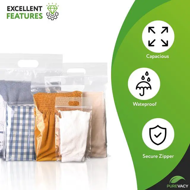 Alt view image 4 of 5 - Reclosable Zipper Bags, Clear Plastic Bags with Die Cut Handles, 13 x 15 Inch Plus 3 Inch Lip, 3 Mil LDPE, Pack of 500