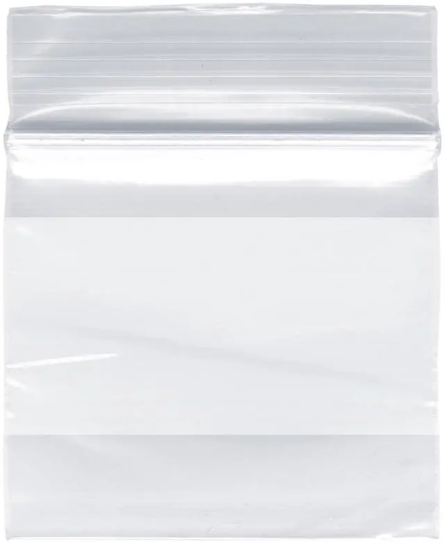 Main image of 2" x 2" (Case of 30,000), 2 Mil with White-Block Zipper Reclosable Plastic Bags