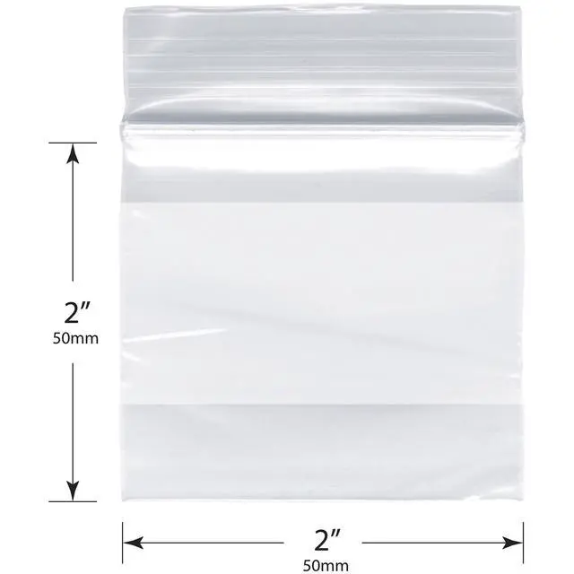 Alt view image 2 of 3 - 2" x 2" (Case of 30,000), 2 Mil with White-Block Zipper Reclosable Plastic Bags