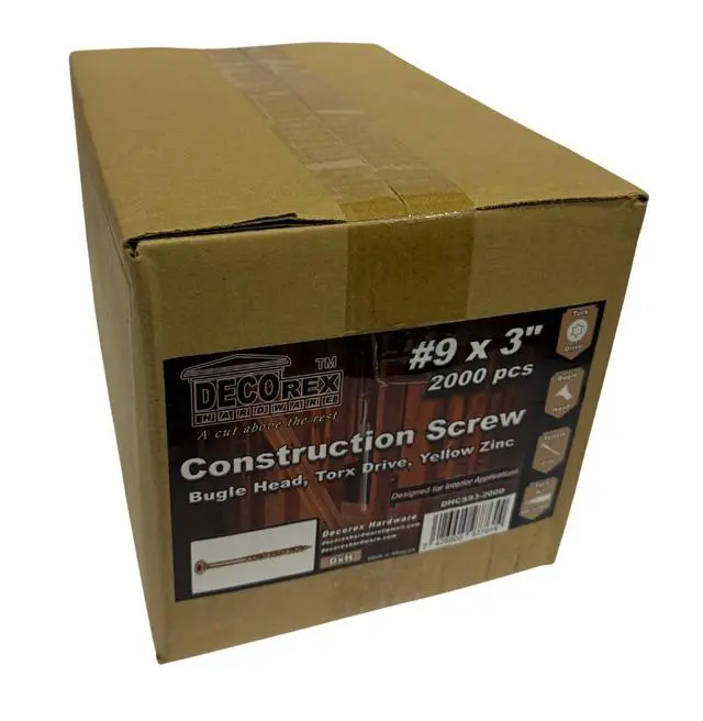 Alt view image 2 of 5 - #9 x 3 Wood Construction Screws Zinc Yellow Coated, Self-Drilling Point, Bugle Head, Torx Drive Heavy-Duty Deck & Framing Screws 2000 Count