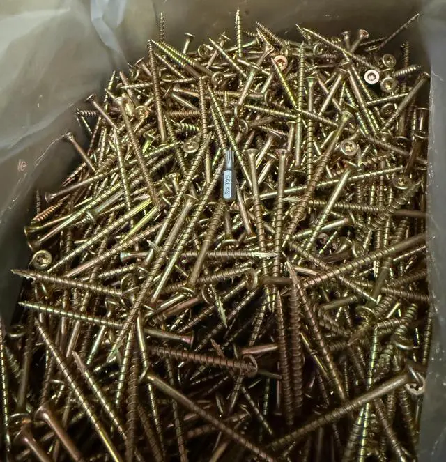 Alt view image 3 of 5 - #9 x 3 Wood Construction Screws Zinc Yellow Coated, Self-Drilling Point, Bugle Head, Torx Drive Heavy-Duty Deck & Framing Screws 2000 Count