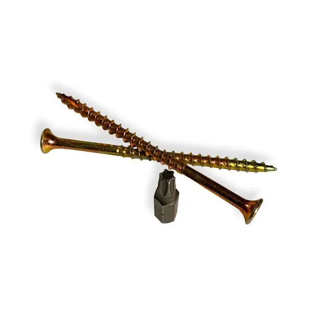 Alt view image 5 of 5 - #9 x 3 Wood Construction Screws Zinc Yellow Coated, Self-Drilling Point, Bugle Head, Torx Drive Heavy-Duty Deck & Framing Screws 2000 Count