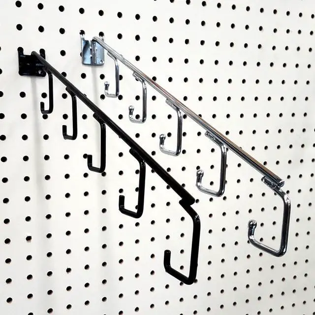Main image of 16" L Pegboard 5 Hook Waterfall Faceout Hook, Chrome - 25 Pack