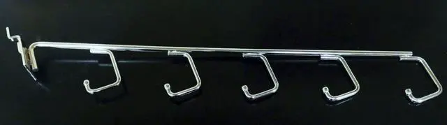Alt view image 3 of 4 - 16" L Pegboard 5 Hook Waterfall Faceout Hook, Chrome - 25 Pack