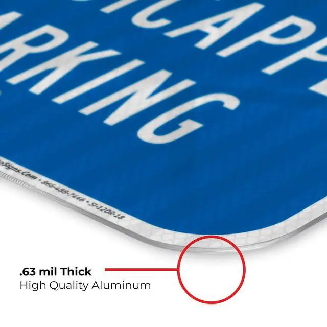Alt view image 5 of 6 - Handicap Parking Sign, Handicapped Sign, 12x18 Inches, 3M EGP Reflective with Post & Cast Iron Base Stand Set Made in USA by