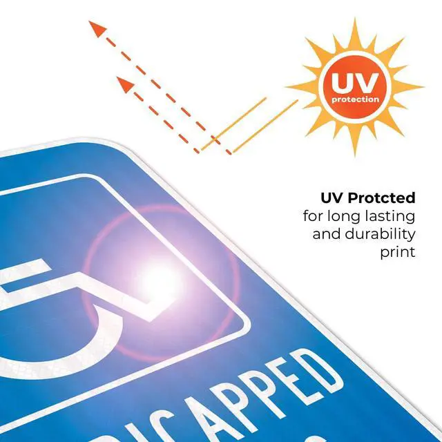 Alt view image 6 of 6 - Handicap Parking Sign, Handicapped Sign, 12x18 Inches, 3M EGP Reflective with Post & Cast Iron Base Stand Set Made in USA by