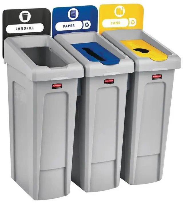 Alt view image 4 of 6 - SLIM JIM Recycling Station 1-Stream Bottles/Cans Bin/Can/Kit/Station, 23 GAL, for Kitchens/Classrooms/Offices/Back of House/Higher Education/Commercial Facilities