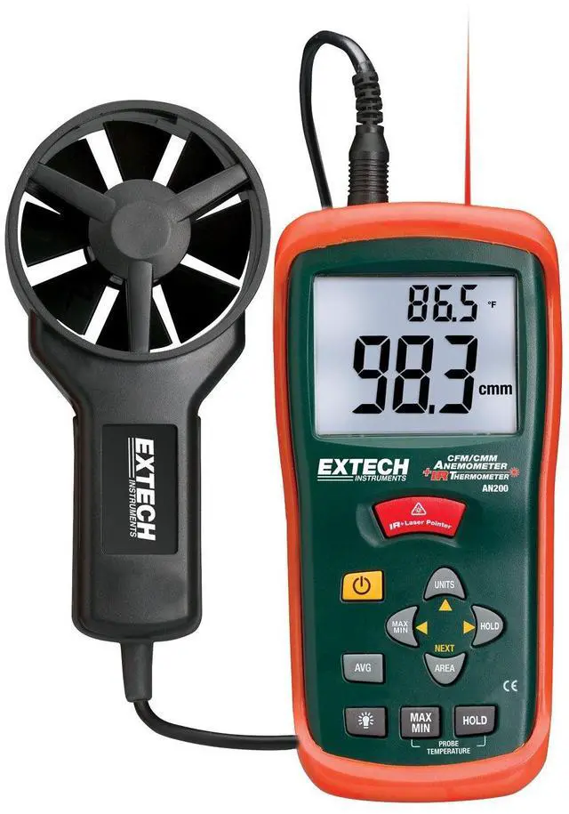 Main image of AN200 CFM/CMM Mini Thermo-Anemometer with Built-in Infrared Thermometer