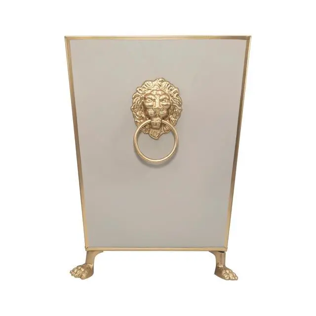 Alt view image 3 of 6 - Jayes Studio Decorative Waste Basket Bathroom With Gold Feet, Garbage Can Bedroom, Vanity, Metal Office Trash Cans, Square Trash Bin No Lid, Taupe Bathroom Accessories Lions Head Accent Paws & Claws