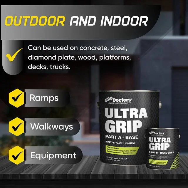 Alt view image 6 of 6 - Ultra Grip Extra High Traction (Regular, Dark Gray) Non-Skid Paint for Industrial Surfaces, Gallon, Two-Part Epoxy