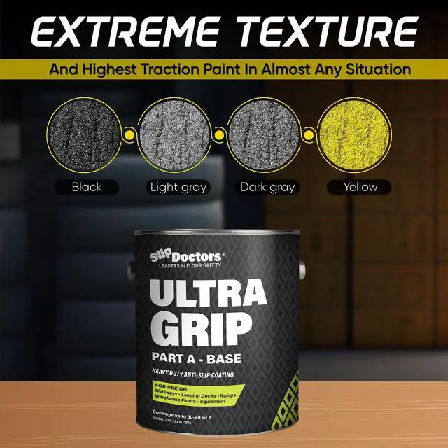 Alt view image 4 of 6 - Ultra Grip Extra High Traction (Regular, Yellow) Non-Skid Paint for Industrial Surfaces, Gallon, Two-Part Epoxy