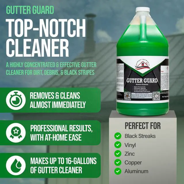 Alt view image 2 of 6 - Gutter Guard by Southeast Softwash | Heavy Duty Gutter Cleaner for Black Streak Removal | Pressure Washer Cleaning Solution for Aluminum and Vinyl Gutters (4 Gallons)