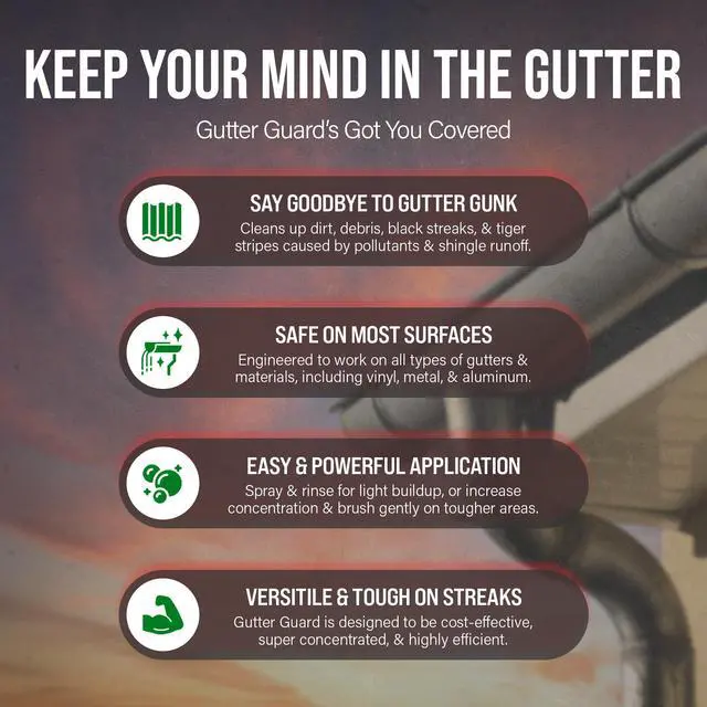 Alt view image 4 of 6 - Gutter Guard by Southeast Softwash | Heavy Duty Gutter Cleaner for Black Streak Removal | Pressure Washer Cleaning Solution for Aluminum and Vinyl Gutters (4 Gallons)
