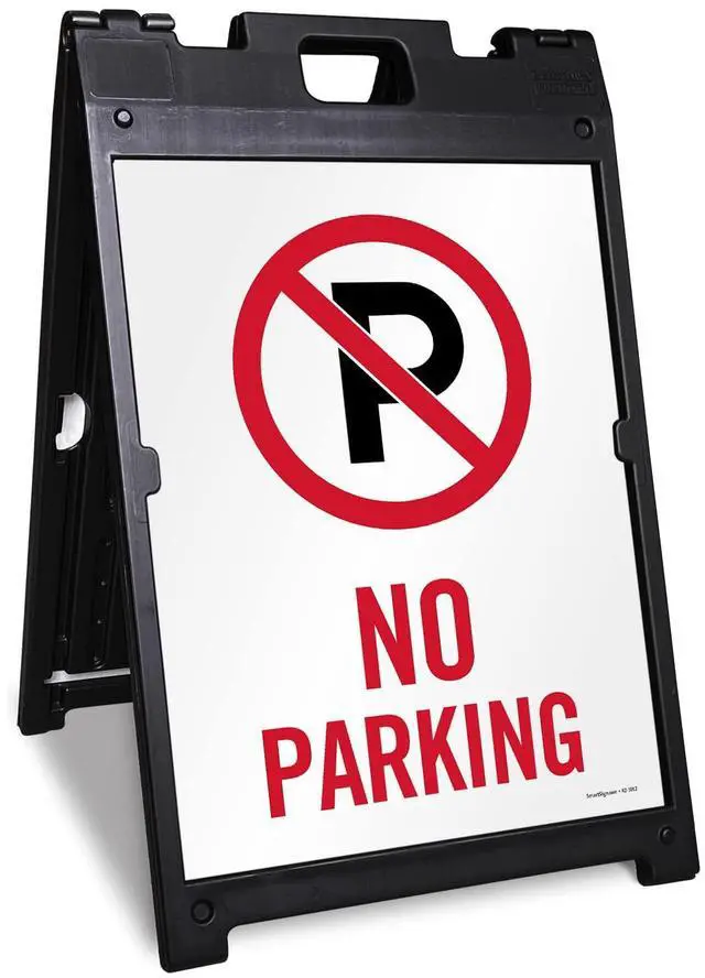 Main image of 24 x 18 inch No Parking Two-Sided BabyBoss A-Frame Sign Kit, Plastic, Black, Red and White (1 A-Frame + 2 Sign Panels)
