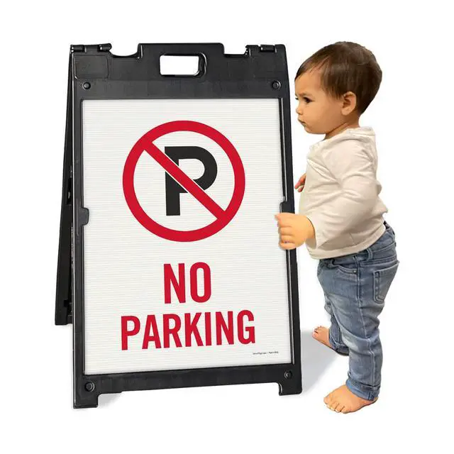 Alt view image 2 of 4 - 24 x 18 inch No Parking Two-Sided BabyBoss A-Frame Sign Kit, Plastic, Black, Red and White (1 A-Frame + 2 Sign Panels)