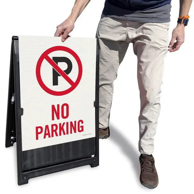 Alt view image 4 of 4 - 24 x 18 inch No Parking Two-Sided BabyBoss A-Frame Sign Kit, Plastic, Black, Red and White (1 A-Frame + 2 Sign Panels)