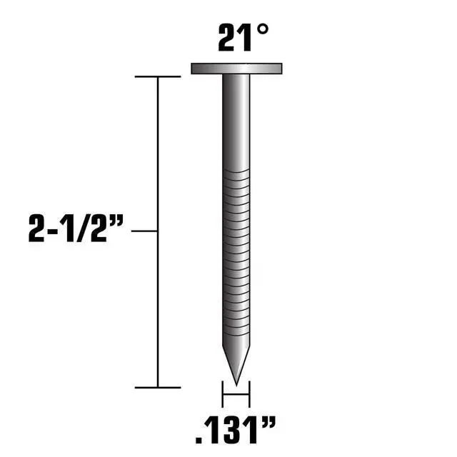 Alt view image 2 of 3 - Framing Nails | 2-1/2 In x.131 | 21 Degree | Full Round Head | Ring Shank | Hot Dipped Galvanized | 4,000 Count | 10311HPT