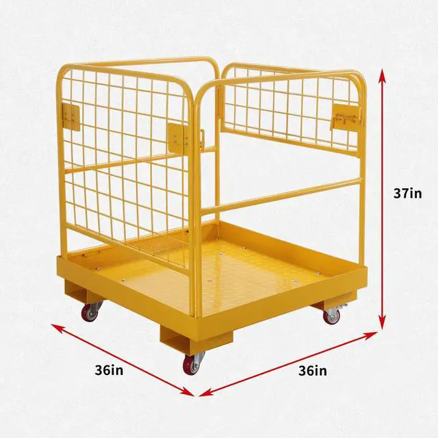 Alt view image 3 of 6 - Forklift Safety Cage 36"x36" inch Heavy Duty Forklift Man Basket 1150lbs Capacity Work Platform Provide Safety for Most Aerial Jobs