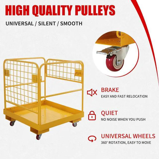 Alt view image 5 of 6 - Forklift Safety Cage 36"x36" inch Heavy Duty Forklift Man Basket 1150lbs Capacity Work Platform Provide Safety for Most Aerial Jobs