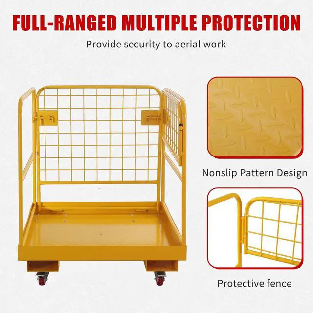 Alt view image 6 of 6 - Forklift Safety Cage 36"x36" inch Heavy Duty Forklift Man Basket 1150lbs Capacity Work Platform Provide Safety for Most Aerial Jobs
