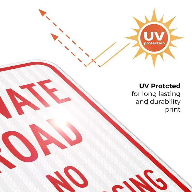 Alt view image 6 of 6 - Private Road No Trespassing Sign, (SI-65099) | 12x18 3M EGP Reflective Stand Set w/Post & Iron Base USA Made