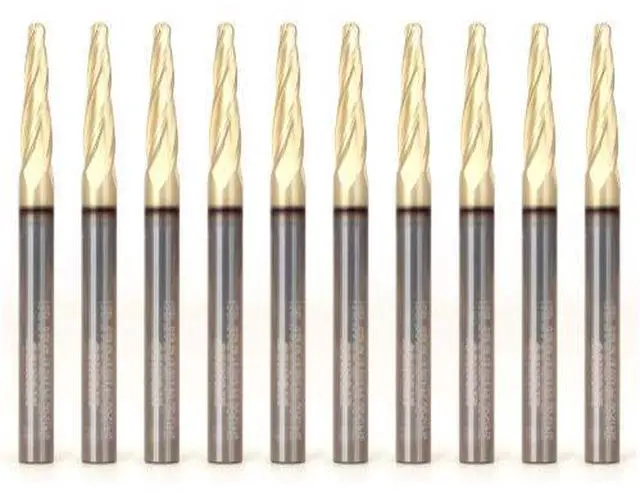 Main image of Tapered Endmill Ball Nose Router Bits CNC Engraver Solid Carbide Spiral (10 Pack) 1/8-Inch 1/4-Inch Shank 37413-SC-10PK