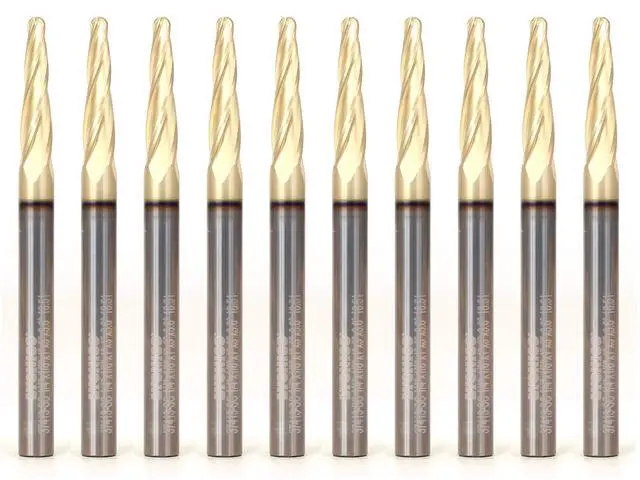 Alt view image 3 of 4 - Tapered Endmill Ball Nose Router Bits CNC Engraver Solid Carbide Spiral (10 Pack) 1/8-Inch 1/4-Inch Shank 37413-SC-10PK