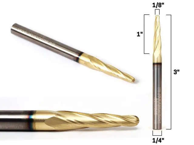 Alt view image 4 of 4 - Tapered Endmill Ball Nose Router Bits CNC Engraver Solid Carbide Spiral (10 Pack) 1/8-Inch 1/4-Inch Shank 37413-SC-10PK